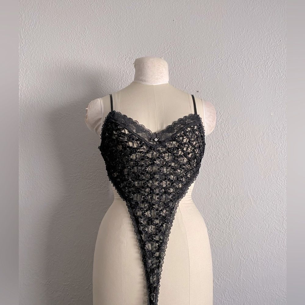 Delicates Vintage Black Lacy One Piece Size Small
